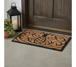 HomeRoots 18" X 30" Black Rubber Pineapple Outdoor Door Mat