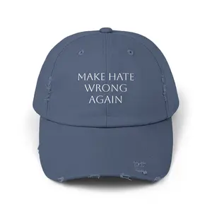 Unisex Distressed Cap - Make Hate Wrong Again - Casual Vintage Hat for Advocacy