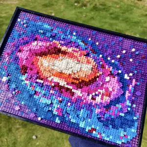 Creative 3D Oil The Milky Way Galaxy Painting Building Blocks Set Famous Nebula Art Photo Frame Home Decorations Toys Adult Gift