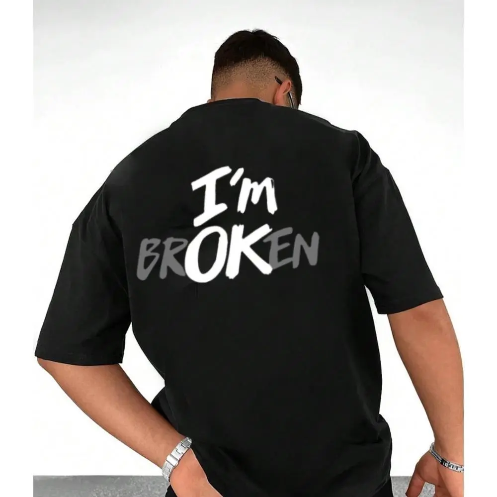 Women's "I'm Broken I'm OK" Graphic Hoodie - Smooth Washed Cotton, Seamless, Solid, Fitted, Soft Lightweight Casual Streetwear Pullover, Hoodies for Women, Fabric, Women's Hoodies