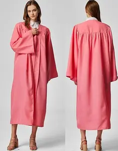 Pink Matte Adult Graduation Gown - Unisex Traditional Minimalist Clothes for High School & University Grad Workwear Uniform Basic Womenswear Cap