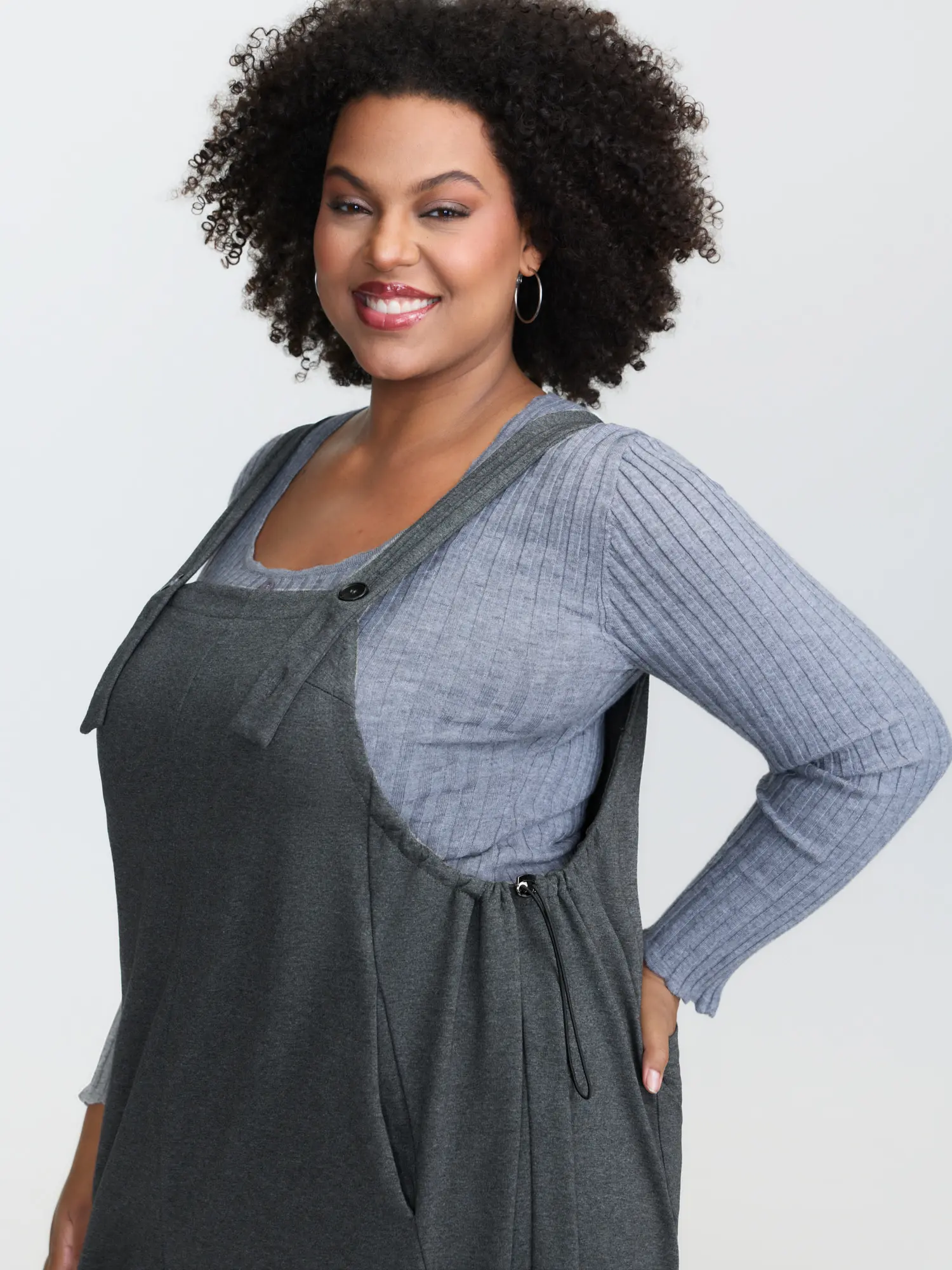 リピート 8BALL PULL OVER Lサイズ グレー BLOOMCHIC Plus Size Stretchy Solid Cotton-Polyester Overall
