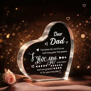 Heart Shaped Acrylic Decoration Block,Meaningful Present for Father on birthday，Room DecorInspirational Creative Gift for Dad and Mom，Father's Day Gifts