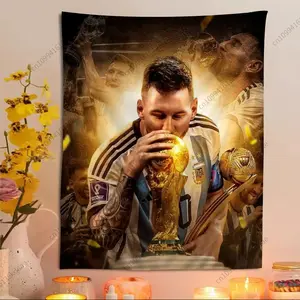 Football Superstar M-Messi 10 Print Wall Hanging Cloth Tapestry Bohemian Wall Tapestries Bedroom Wallpapers Aesthetic Room Decor