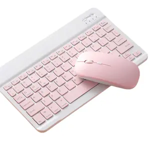 Slim Wireless Keyboard and Mouse For iPad/Tablet/iOS/Android/PC, Bluetooth Rechargeable Wireless Mouse Keyboard Set, Portable Compact Keyboard and Mouse Combo, Pink