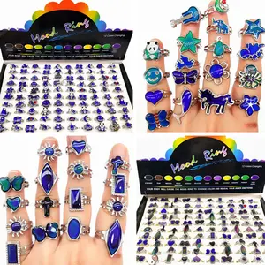 New 2026 20/50/100pcs Wholesale Cute Animal Flower Mood Ring Child Temperatre Color Changing Charm Rings Grils Party Gifts Gift for love