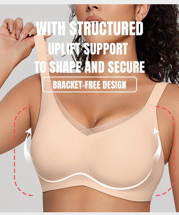 KatchMe Women's Elegant Solid Color Wide Strap Seamless Push-Up Wirefree Bra, Non-Wired 3/4Coverage Breathable Underwear, Smoothing Bralette