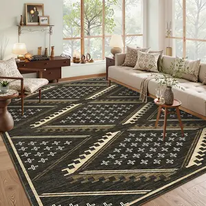 Modern Geometric Pattern Rug Soft and Non-slip Large Size Washable Low-pile Non-shedding Foldable Printed Rug for Offices Living Rooms Dining Rooms Laundry Rooms Entryways Bedrooms Apartments Cafes and Game Rooms