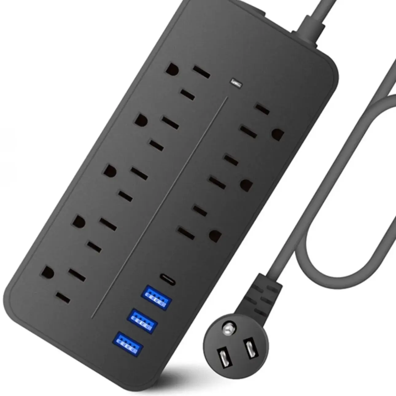 tomas de corriente , 1 unidad de alimentación de 12 en 1 con 8, 3 puertos USB + 1 puerto Tipo C con luces, enchufe de corriente con interruptor independiente, tablero enchufable con longitud de cable de 1.2M/4FT Mobile Cellphone Charger Charging