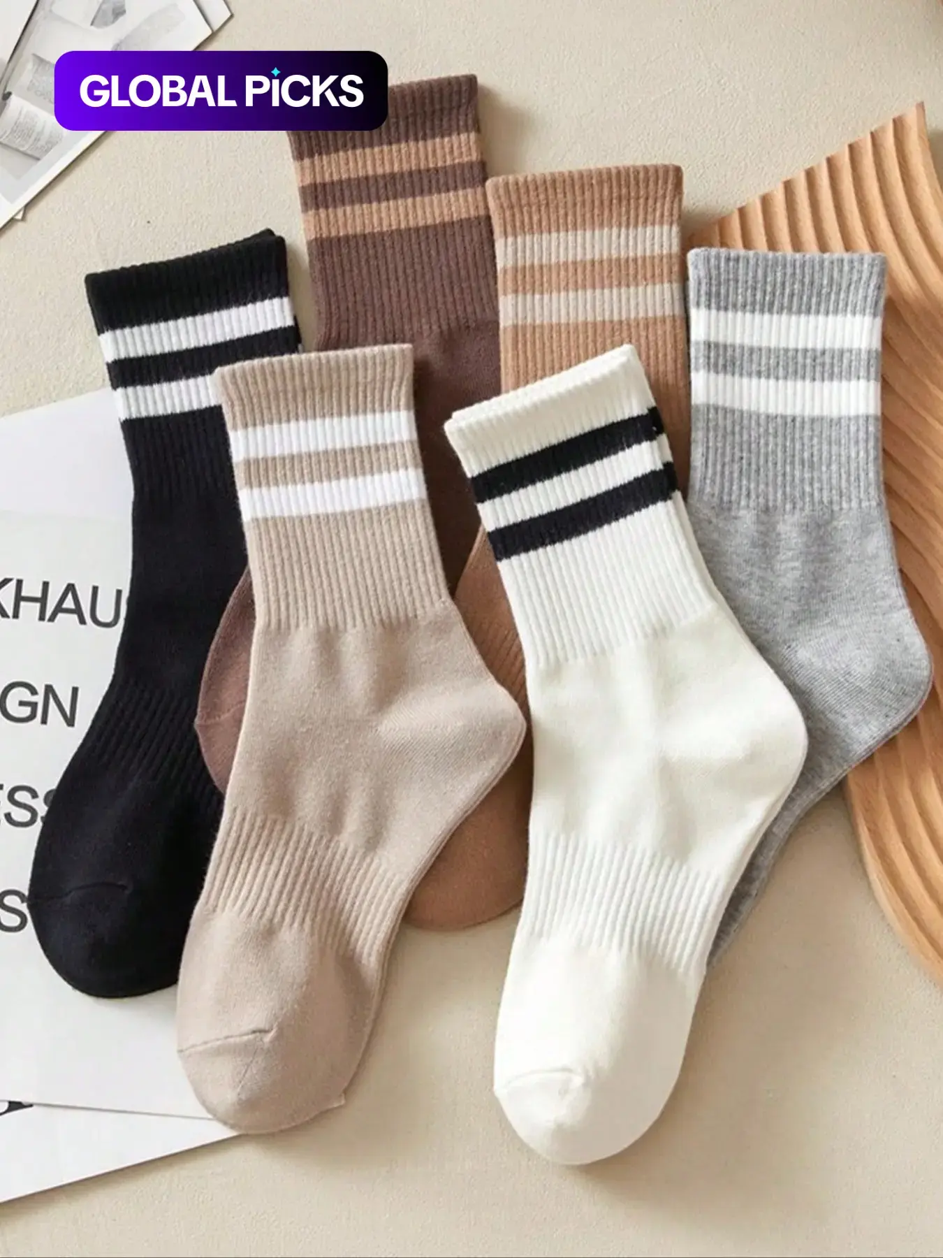 Women's Striped Breathable Casual Business Sports Running Cycling Socks, Comfortable Mid-Calf Style, Autumn Winter Fashion, Unisex Design, Casual Daily Socks, Casual Stylish Socks