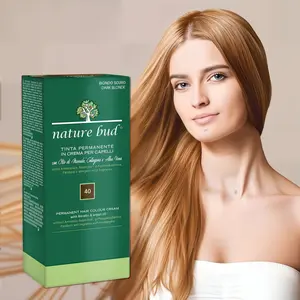 Nature Bud Shade 40 Caramel Brown Permanent Hair Dye - Rich Warm Chocolate Tone, Brassy Fade Resistant, Gentle on Sensitive Scalp, 2-in-1 Coloring & Hair Care Product for Root Coverage hairdye