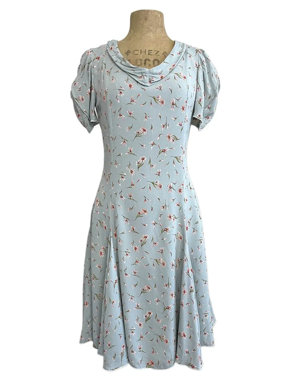 Mint Floral 1930s Style Venice Beach Swing Dress