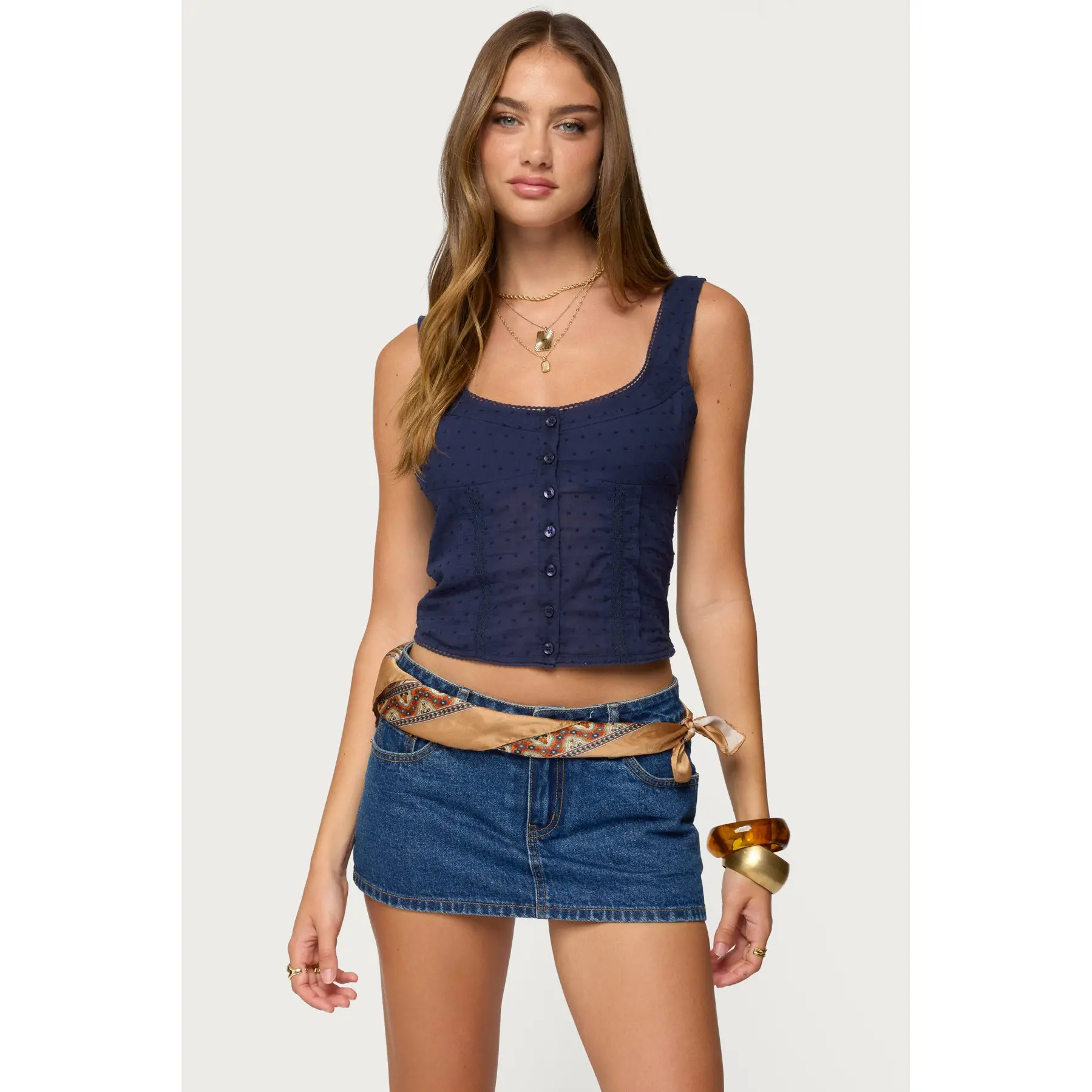 Embroidered Cotton Button Up Top Embroidered Cotton Button Up Top
