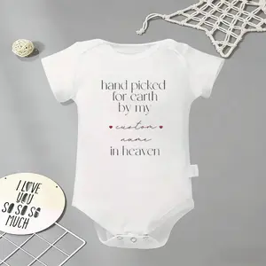 A Heavenly Choice Chosen By My Loved One In Heaven Baby Bodysuit, Funny Infant Newborn Clothes 100% Cotton Jumpsuits Baby Boys Girls Casual Rompers Baby Gift Baby Short Sleeves Onesie Clothes Letter Pattern Baby Outfit for Outdoor Indoor