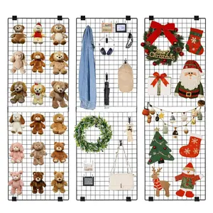 VEVOR 3 Packs Grid Wall Panels, 2x 6 ft Wire Grid Panels Display Rack, Wall-Mounted Art Display Shelf, Black Carbon Steel Wall Hanging Gridwall for Craft Show, Decoration, Storage, Notice Board