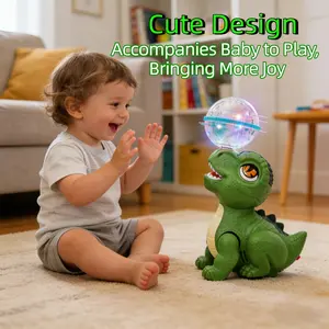 Electric Dinosaur Toy for Toddlers | Ball-Spinning, Musical Light-Up Interactive Walking Toy | Early Education Gift to Enhance Head Lifting & Visual Tracking Skills | for 1-3 Year Old Boys & Girls