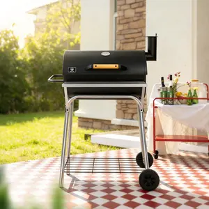 IRONYAK Barrel Charcoal Grill, Outdoor BBQ Smoker, 737 Sq. In. Cooking Area, Adjustable Charcoal Pan, Warming Rack, Front & Side Table, Storage Shelf, Cast Iron Grates, 3 Size Optional for Backyard, Patio & Camping Grill Mother's day gift