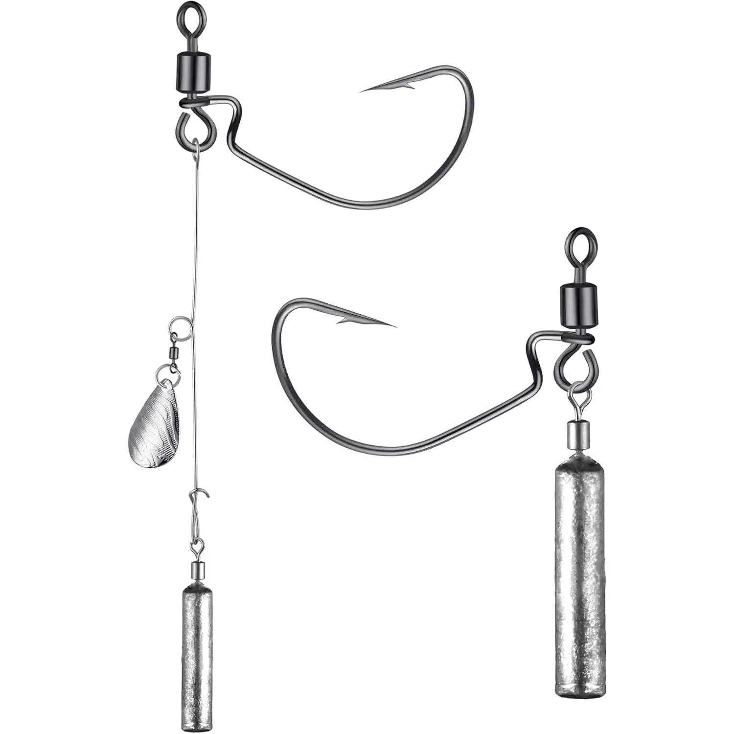 Jika/Tokyo Rig 10-Pack Drop Shot Rig Weedless EWG Hooks 1/8-1/2oz - Professional Grade Replaceable Hooks Weights Snag-Free for  Fishing Scenarios
