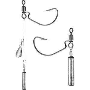 Jika/Tokyo Rig 10-Pack Drop Shot Rig Weedless EWG Hooks 1/8-1/2oz - Professional Grade Replaceable Hooks Weights Snag-Free for  Fishing Scenarios