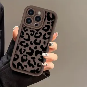Leopard-pattern Design Phone Case, Shockproof Phone Protective Cover, Phone Accessory Compatible with iPhone 16 15 14 13 12 11 Plus Pro Max
