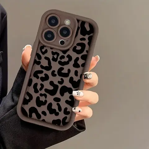 Leopard-pattern Design Phone Case Casing, Shockproof Smartphone Casing, Shockproof Phone Protective Cover, Phone Accessory Compatible with iPhone 16 15 14 13 12 11 Plus Pro Max Shockproof Protector