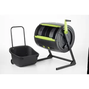 MAZE Two Stage Compost Tumbler With MAZE Composting Cart, Compost Bin, Bucket, Metal
