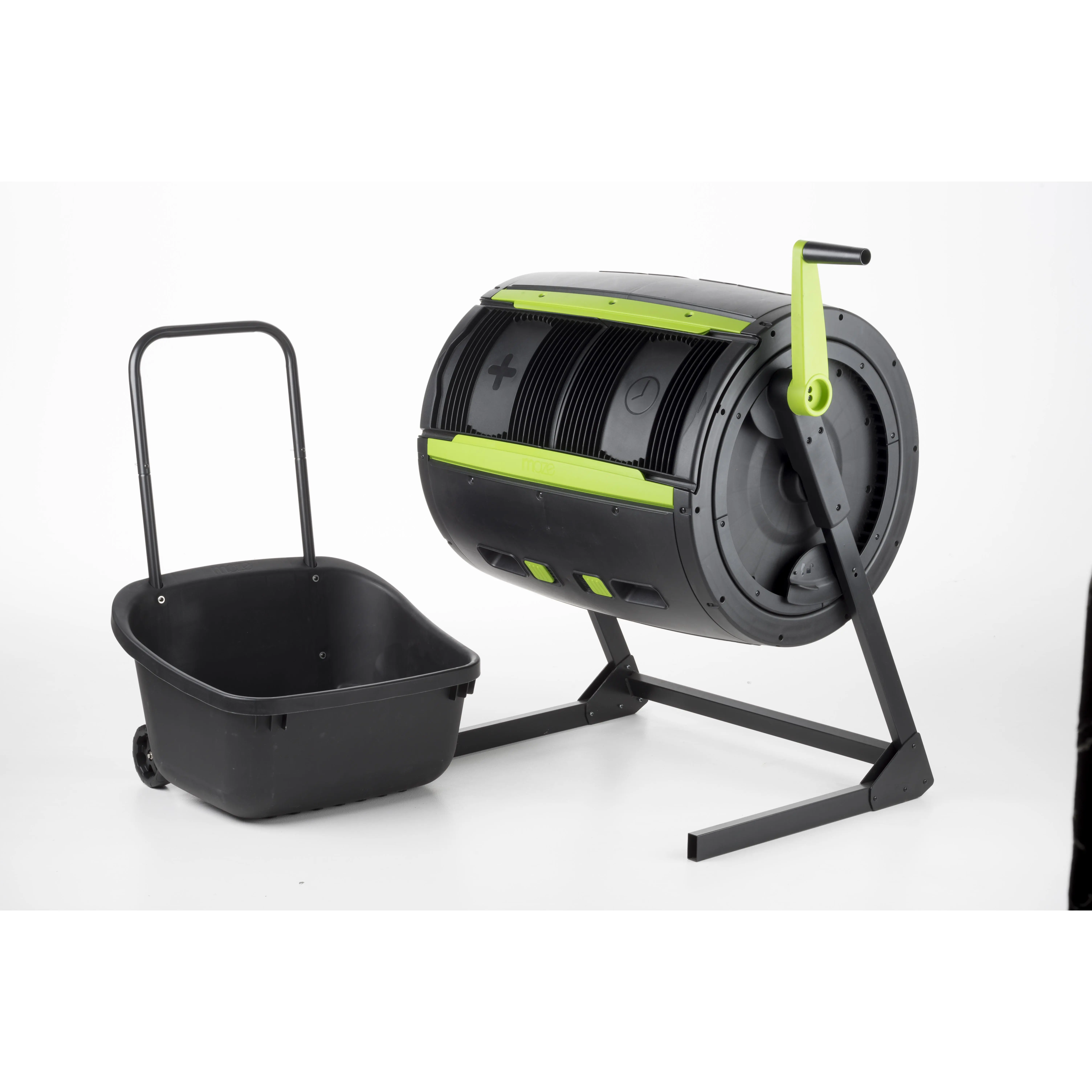MAZE Two Stage Compost Tumbler With MAZE Composting Cart, Compost Bin, Bucket, Metal