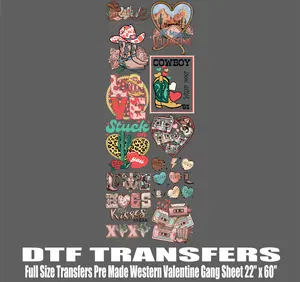 Premade Western Valentine Gangsheet | DTF transfers | Ready to press | Direct to film Transfer | Quick shipping| Premade gang sheet
