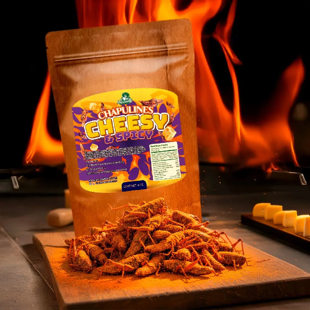 El Mexicanito:Chapulines CHEESY AND SPICY 4oz Originally Oaxaca Mexico Cheese Flavor Seasoning