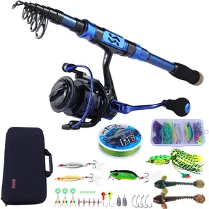 Fishing Rod and Reel Set Carbon Fiber Telescopic Fishing Rod 12+1BB Spinning Reel with Carry Case for Saltwater Freshwater