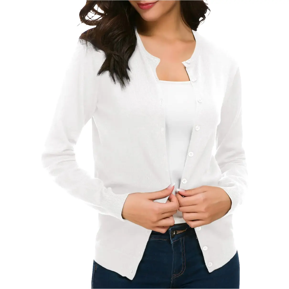 Classic White Button-Down Sweater