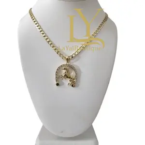 LaYaiBoutique #1305 Horse and horseshoe in 14k gold plated high quality