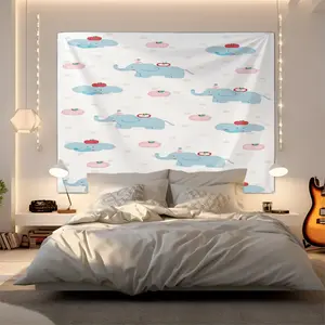 1 Fresh and Cute Cartoon Elephant Print Tapestry, Suitable for Bedroom, Living Room, and Dorm Room Wall Decor a Gift Loved by Children and Teenagers