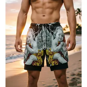 Men's Casual Board Shorts with Vibrant Print, Relaxed Fit Swimming Trunks with Elastic Waist, Cool Designer Beach Shorts for Men, Ideal for Pool Party, Cruise, or Tropical Vacation