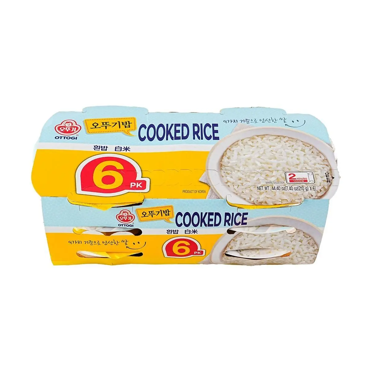 OTTOGI Instant White Rice 210g x 6 Bowls | Korean Microwave Rice | Quick & Easy Meal
