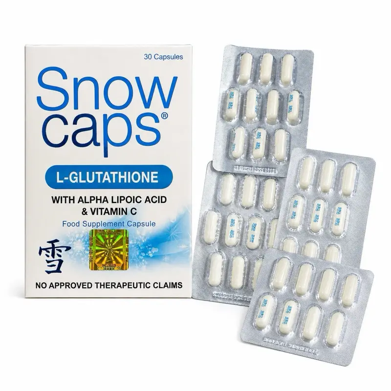 SnowCaps L-Glutathione 500mg with ALA & Vitamin C, 30 Capsules