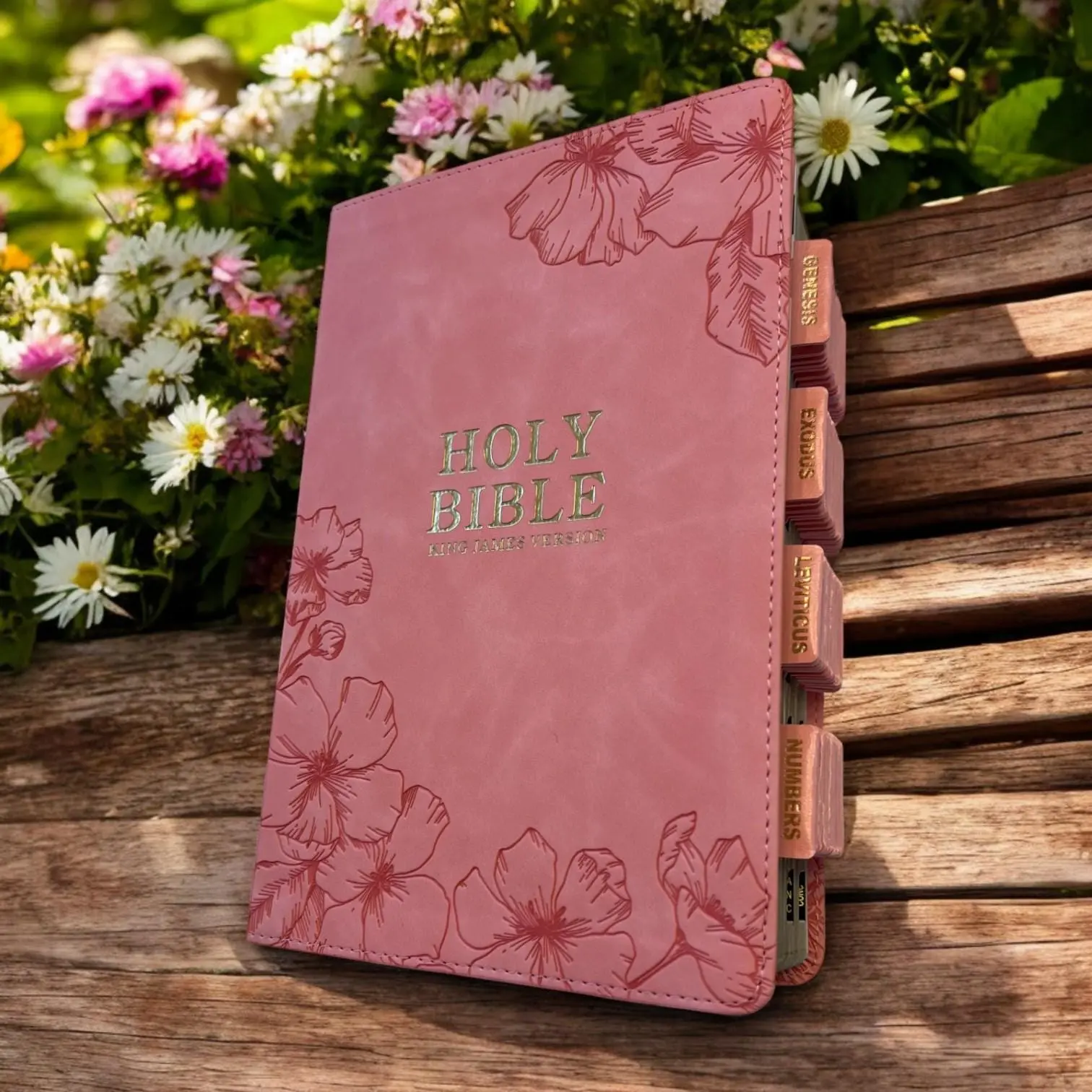Custom Tabbed KJV Pink Holy Bible With Tabs Christian Gift for Her Mom Women Him Church Pastor Baptism Catholic Confirmation King James