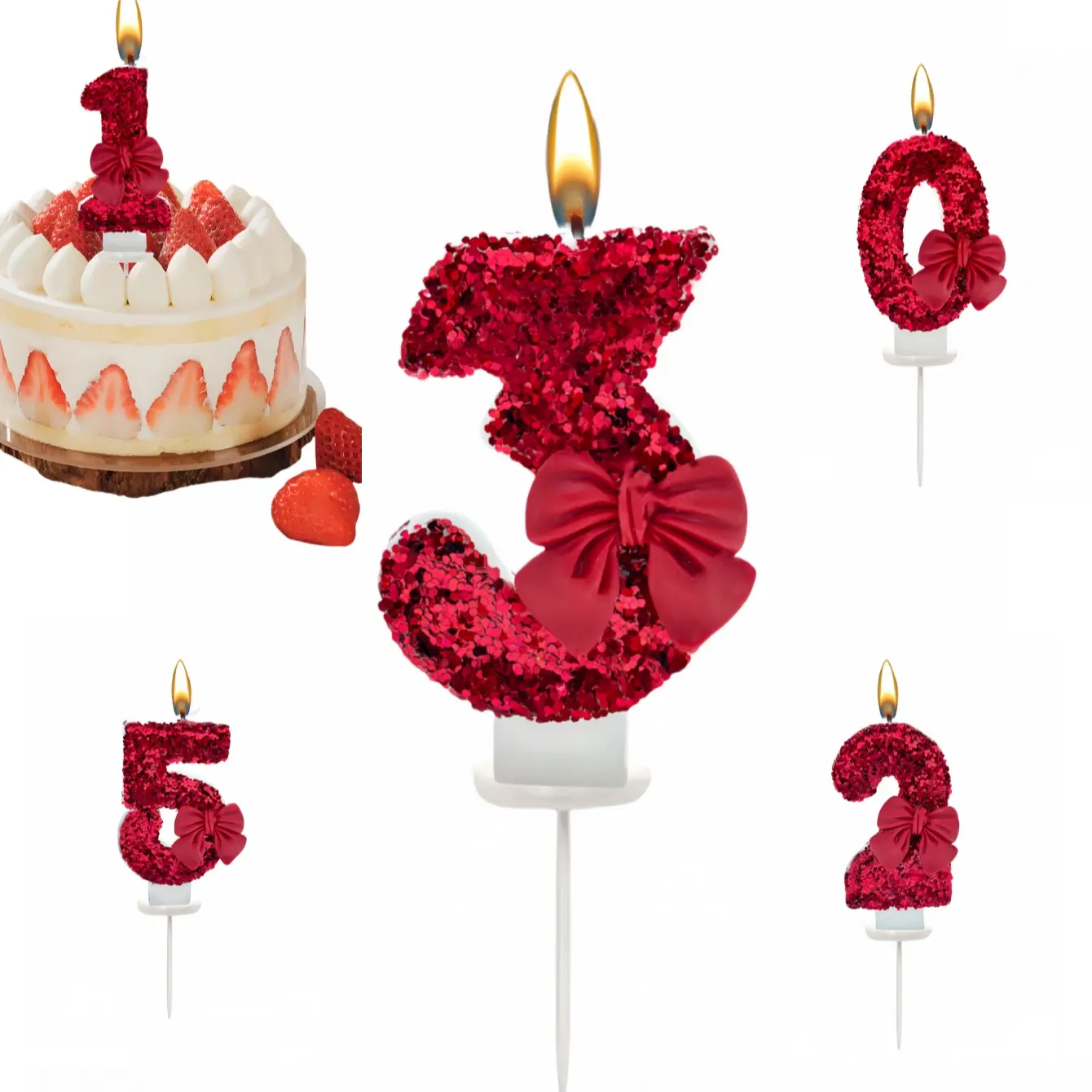 Bowknot Number Candles 0-9, Birthday Cake Decorations, Cake Decorating Supplies, Party Candles, Romantic Party Supplies, Creative Birthdays, Halloween, Christmas