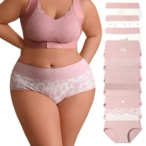 Hotcom Women's Cotton Panties - CuteLove Print Briefs with Stretchy Waistband & DoubleLayer Crotch -Soft Breathable Underwear 10 Pack forEveryday Wear & Postpartum Comfort FallFreshness fitness woman