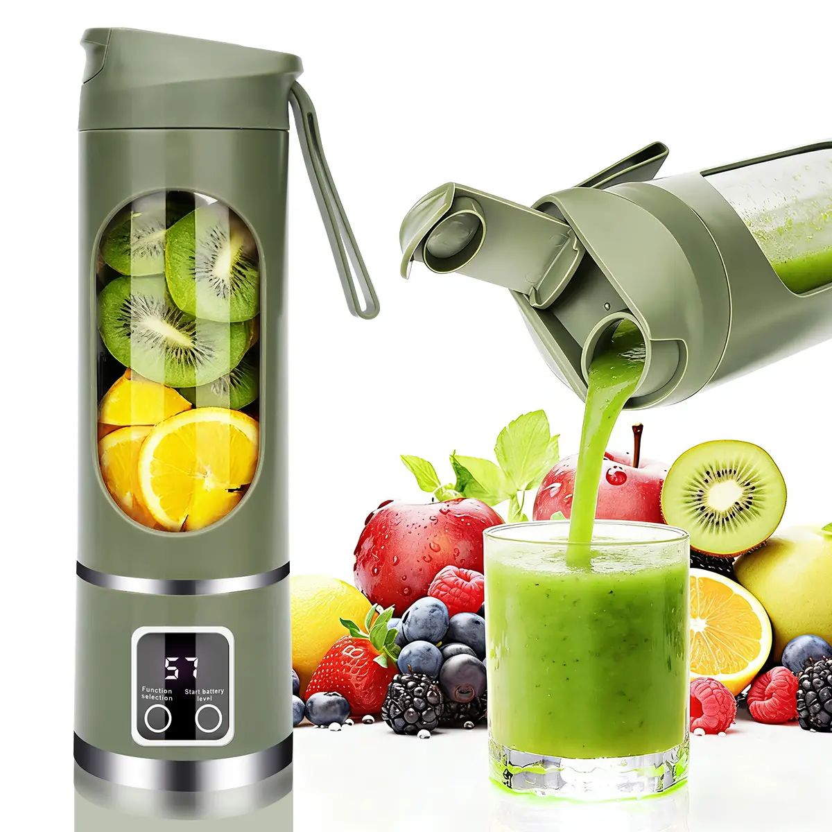 12-Blade USB-C Portable Blender & Juicer - 3 Modes Digital Display 450ml Smoothie Maker | Ice Crushing & One-Touch Cleaning | Compact Travel Gear for Camping & Gym Hikers | Gift for Women & Men - Ultimate Power!​ Acai Machine Valentine's
