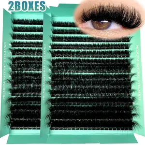 2boxes 8-20mm 5D Fluffy Thick Soft Individual DIY Clusters Eyelash Extension D Curl 280pcs Natural Segmented Eyelash Makeup Tools