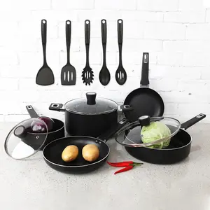 13-Piece Aluminum Non-Stick Cookware Set, Black
