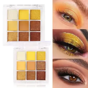 9-Color Summer Orange Eyeshadow Palette – Waterproof Sweatproof Matte & Shimmer, Vibrant Yellow to Sunset Hues for Daily & Party Makeup Looks