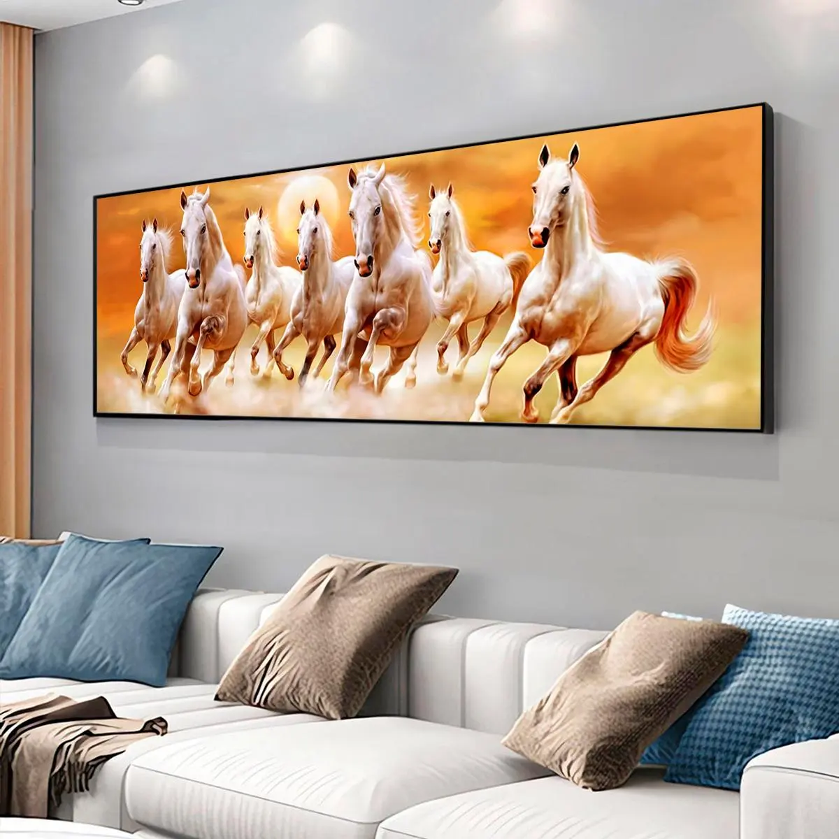 Horse Pattern Canvas Poster without Frame, Unframed Wall Art, 1 Count Creative Modern Minimalist Design Running Horses Wall Art Painting, Wall Decor for Home Living Room Bedroom Office, Art Wall Decoration, Living Room Decorations