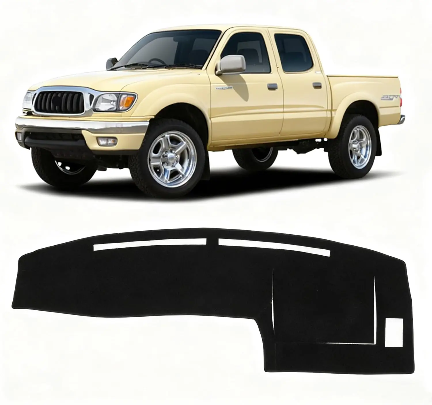 KUST Custom Fit Black Polyester Car Interior Kit for Toyota Tacoma 1998-2004 Left-Hand Drive - Non-Slip Dashboard Cover, Foldable Windshield Sunshade, Car Accessories, UV Ray Protection, Super Protection, Glare Reduction