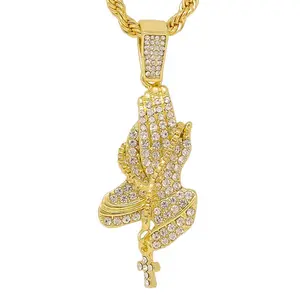 Iced Medium Pendant with 4mm Rope Chain