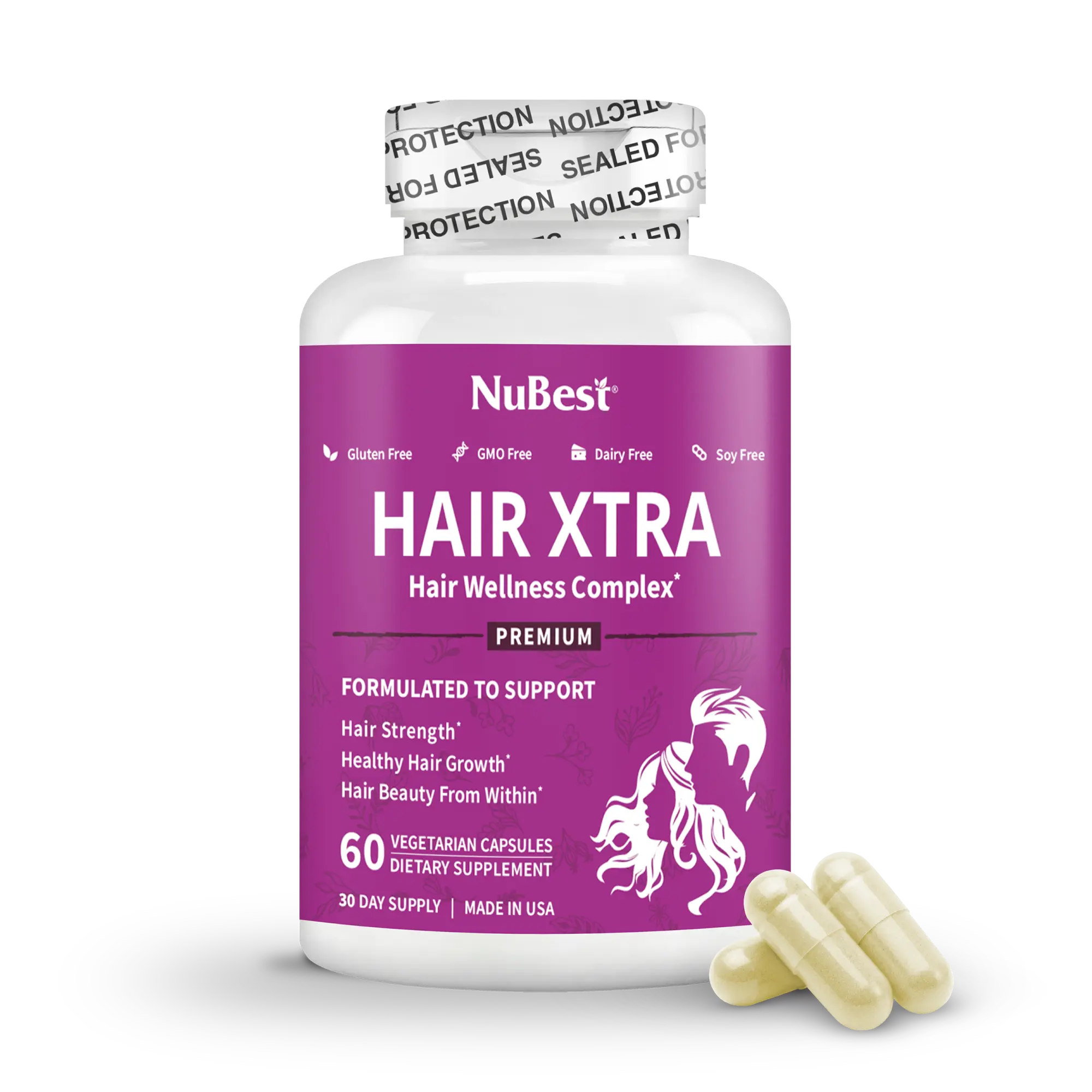 NuBest Hair Xtra with Biotin, Zinc, Selenium & B Vitamins, Hair Growth, Thickness & Scalp Nourishment Supplement for Men & Women