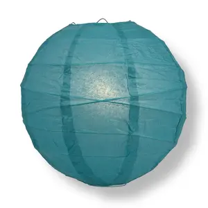 12 PACK | 12"  Tahiti Teal Crisscross Ribbing, Hanging Paper Lantern Combo Set