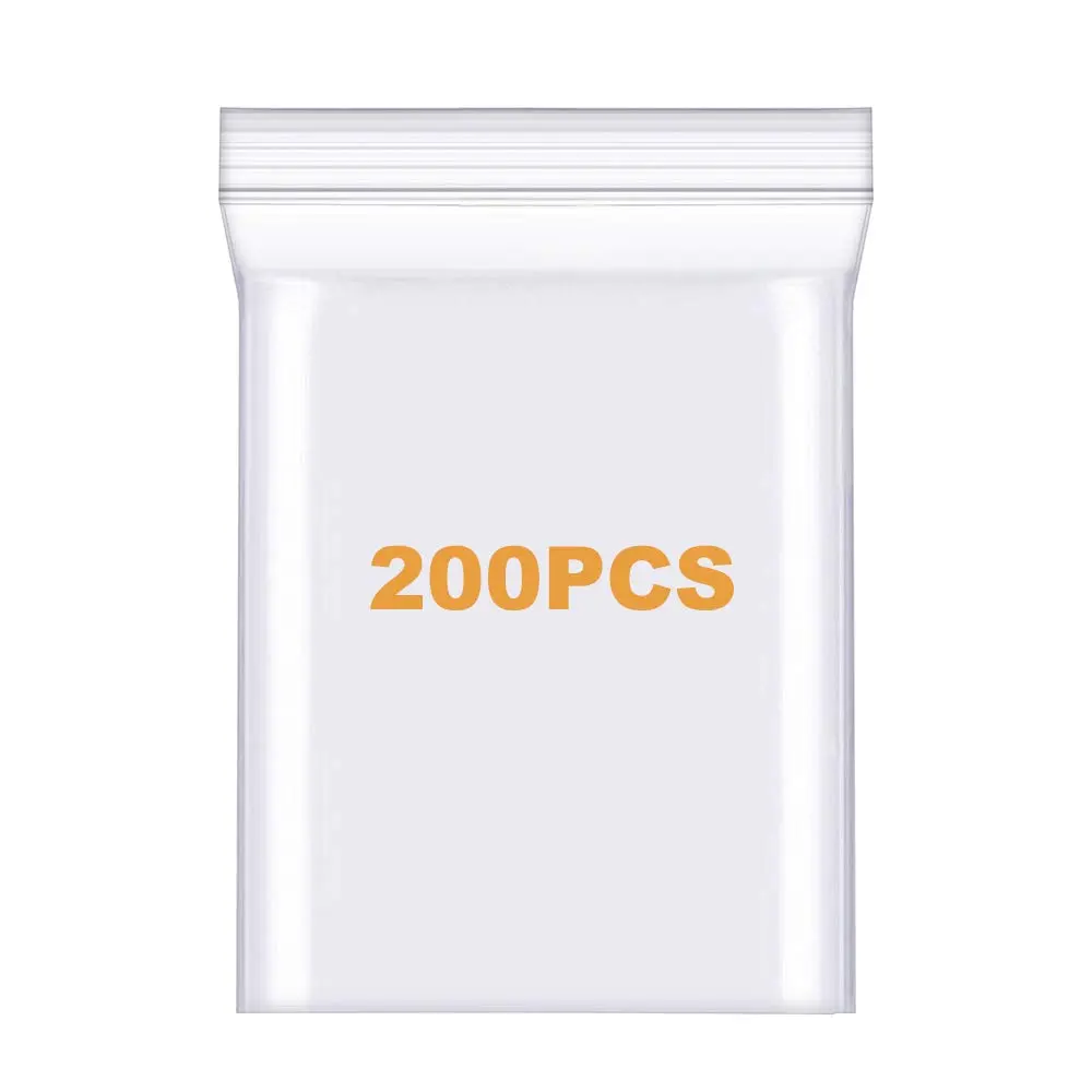 200 Pack 2" x 2" Thick Small Clear Reclosable Zipper Bags 2.4 Mil Heavy Duty Resealable Zip  Necklace Earrings Bead  Seal Plastic Lock Poly Bags