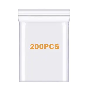 200 Pack 2" x 2" Thick Small Clear Reclosable Zipper Bags 2.4 Mil Heavy Duty Resealable Zip  Necklace Earrings Bead  Seal Plastic Lock Poly Bags